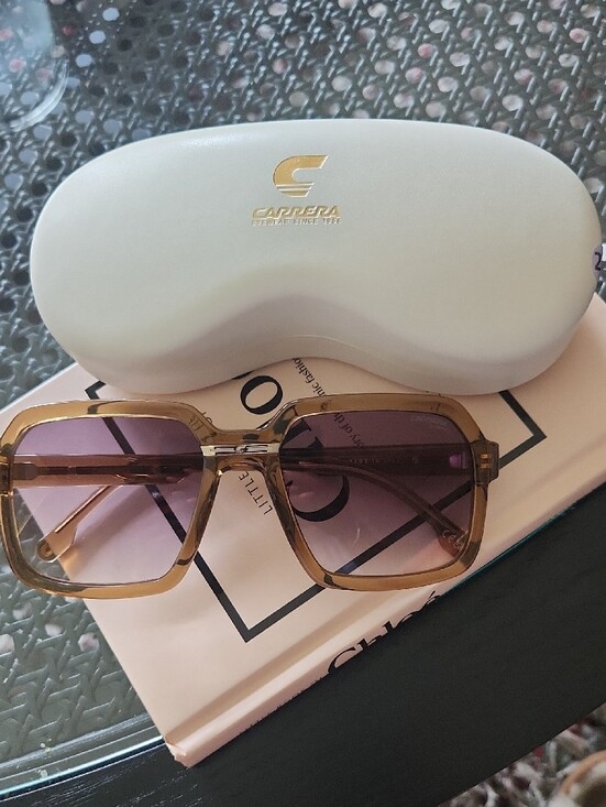 Carrera Amber Square Sunglasses with Purple Lenses